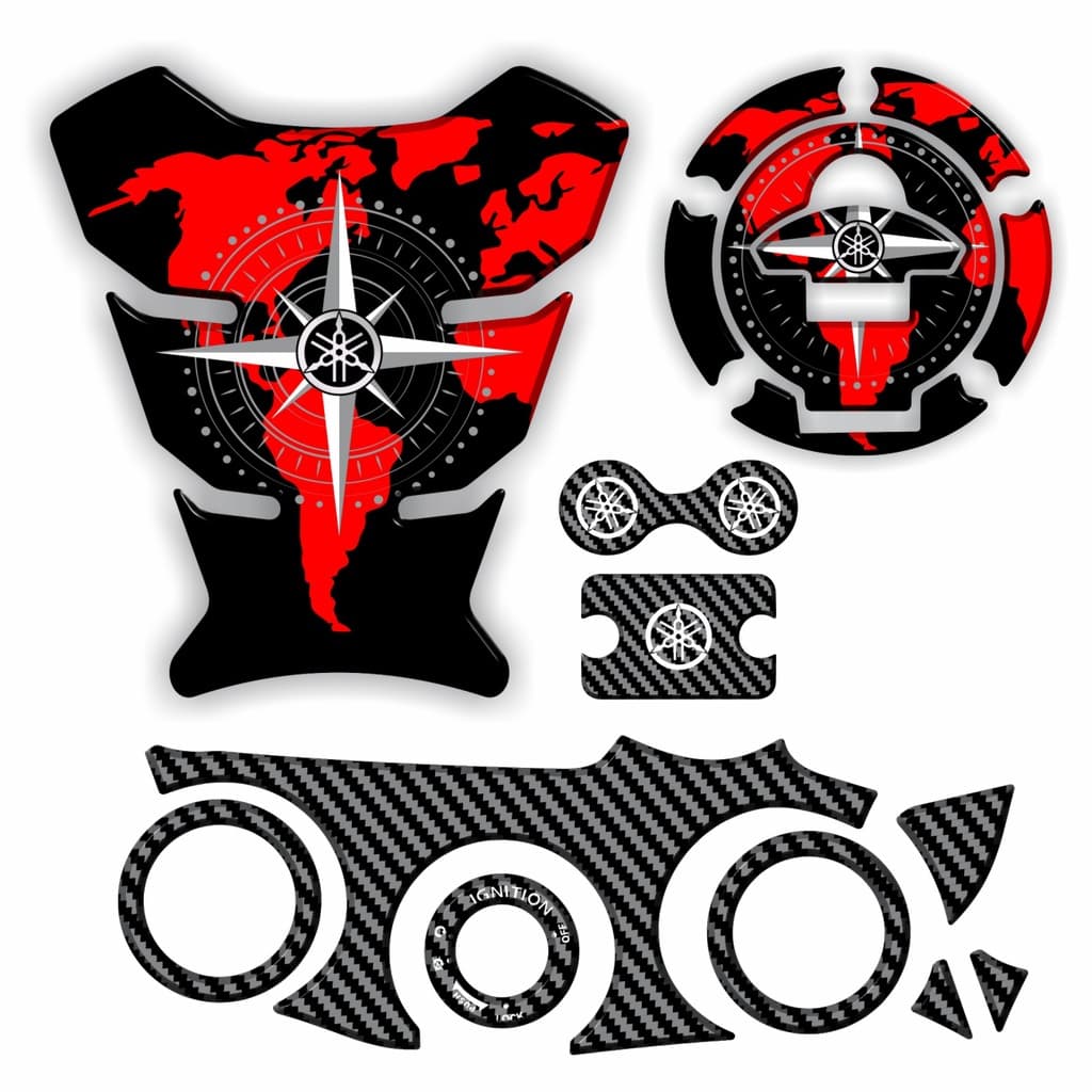 Adesivo Protetor Tanque Xtz Lander 250 + Bocal Mesa Ignição Fluido Freio Resinado 3d Vermelho m1