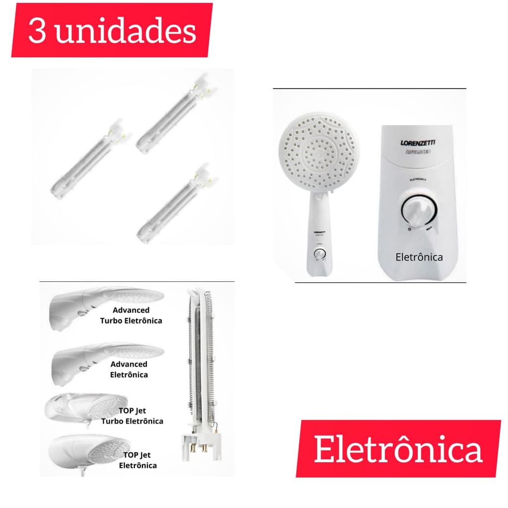Resistência Advanced E Top Jet ELETRÔNICA Kit 3 Unidades 127V 5.500W Ou 220V 7.500W