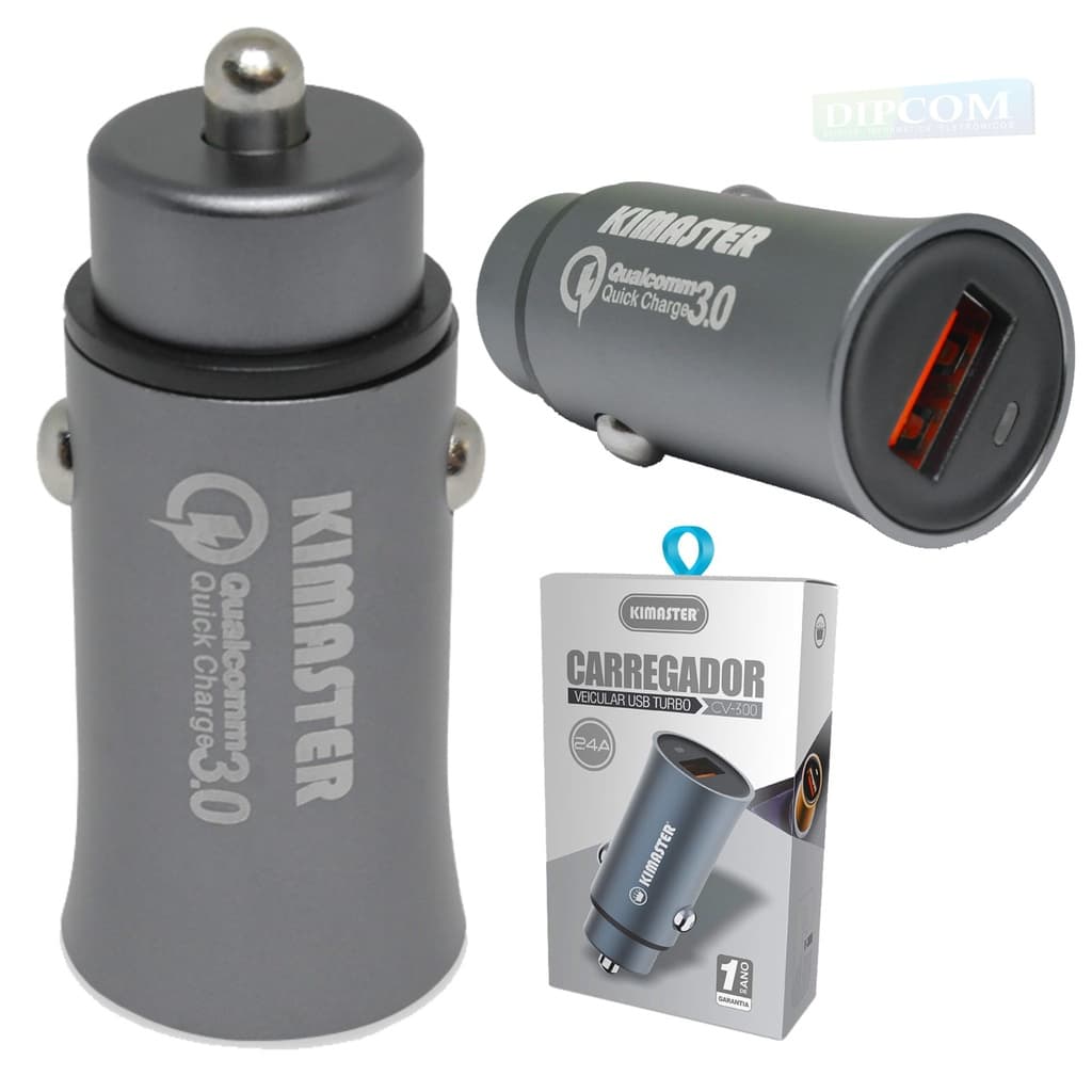Carregador Veicular Turbo 3.0A - Fonte Veicular USB - Original Kimaster CV300