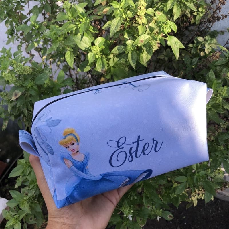 Necessaire Box Personalizada Com nome - Tema Cinderela Tamanho 10x11x18
