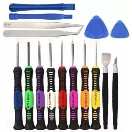 Kit Jogo Chaves Imantada Ferramenta para Manutenção Abrir Celular Tablet Iphone Android 16 Peças