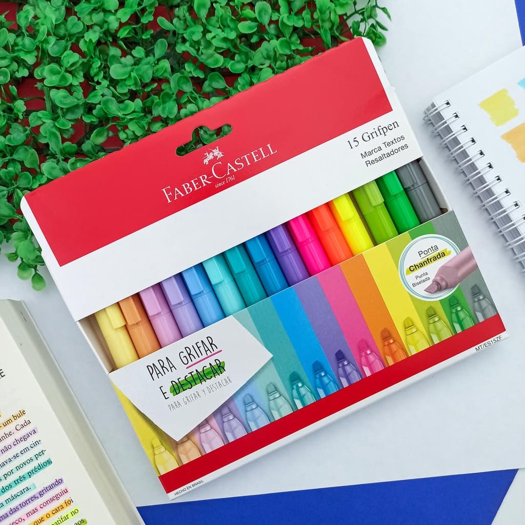 Kit Caneta Marca Texto 15 Cores Grifpen - Faber Castell