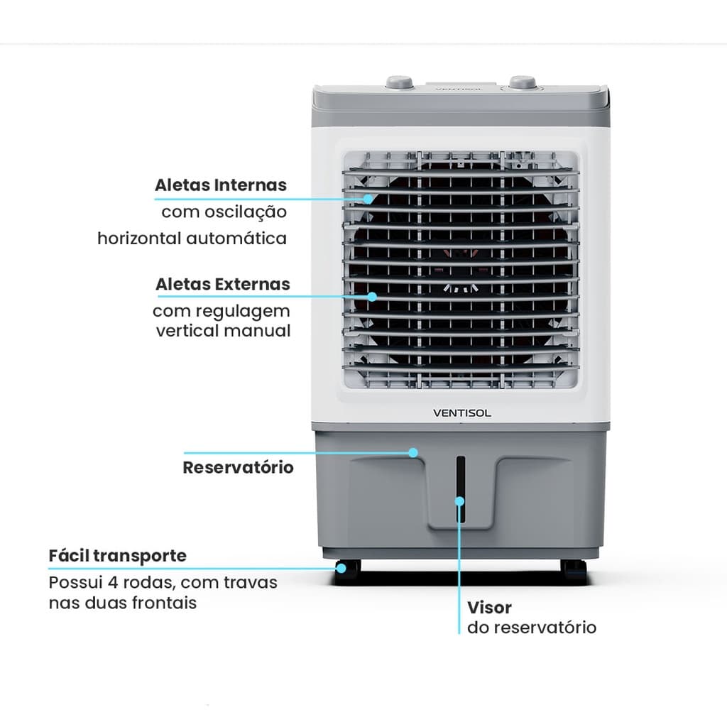 Climatizador Ventisol 35L 150W Fácil Transporte e Alta Eficiência