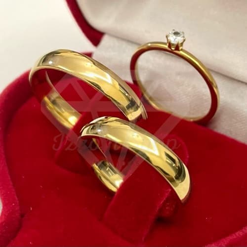 Par De Aliança De Moeda Antiga Redonda Banhada A Ouro 18K