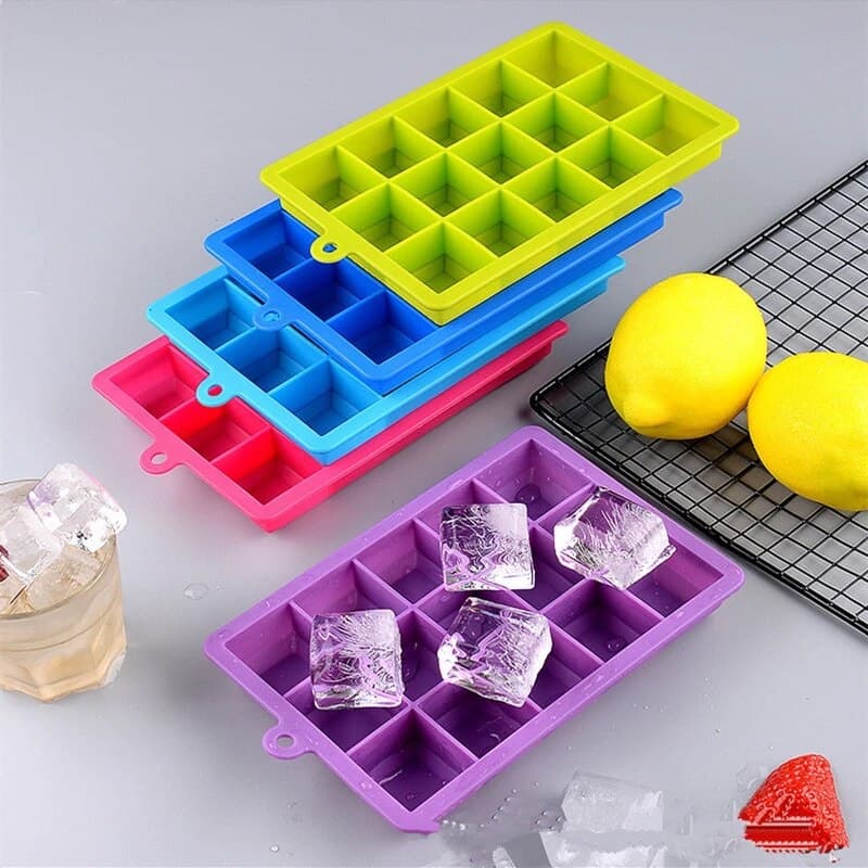 Forma De Gelo Silicone Multiuso Papinha Gelatina Chocolate 15 Cubos Antiaderente Flexível