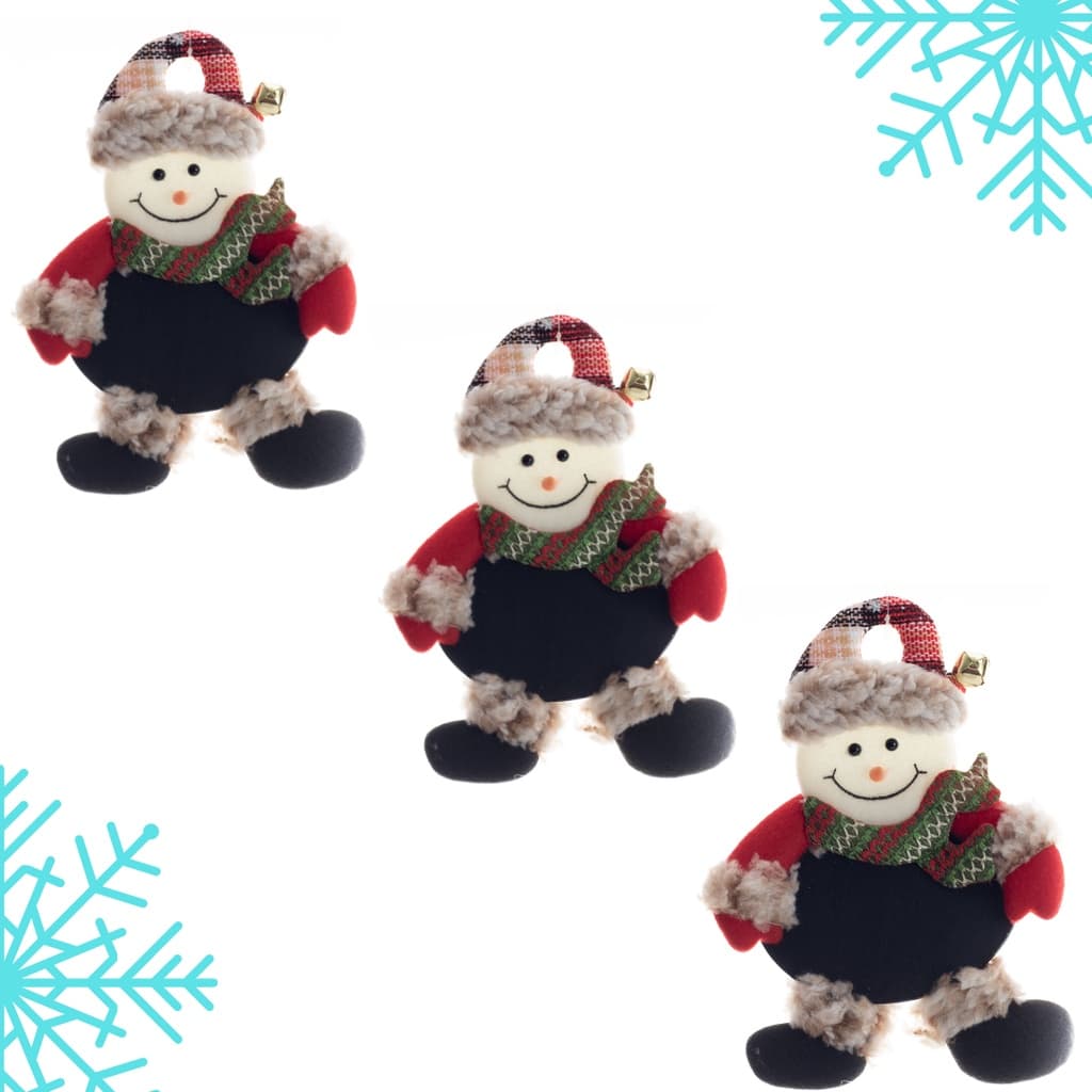 Kit 3 Enfeite Decorativo Natalino Penduricalho Boneco de Neve Pendente Decoração Árvore de Natal