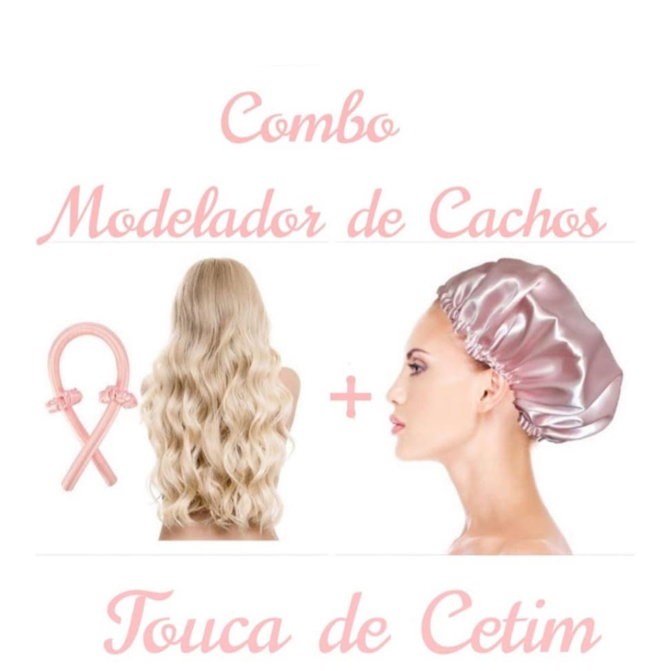 Combo Modelador de Cachos Curling Rod em Cetim Sem Calor + Touca de Cetim N02