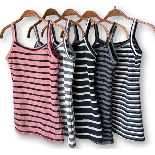 Blusa canela regata básica listrada moda feminina