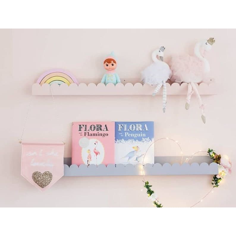 Kit com 2 Prateleiras Ondinha Infantil Para Livros