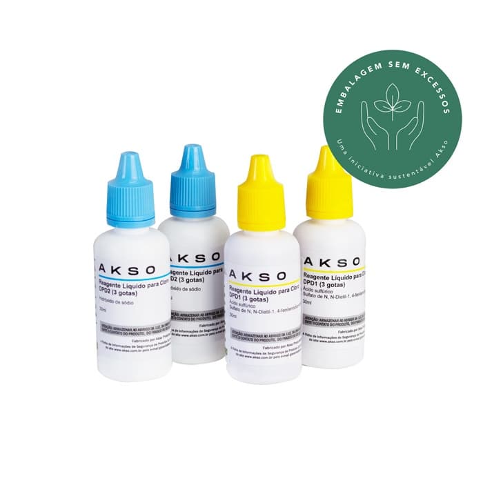 Reagente Liquido Para Cloro Livre Para 300 Testes. Reposição para o Medidor de cloro livre Akso Cloro Tester