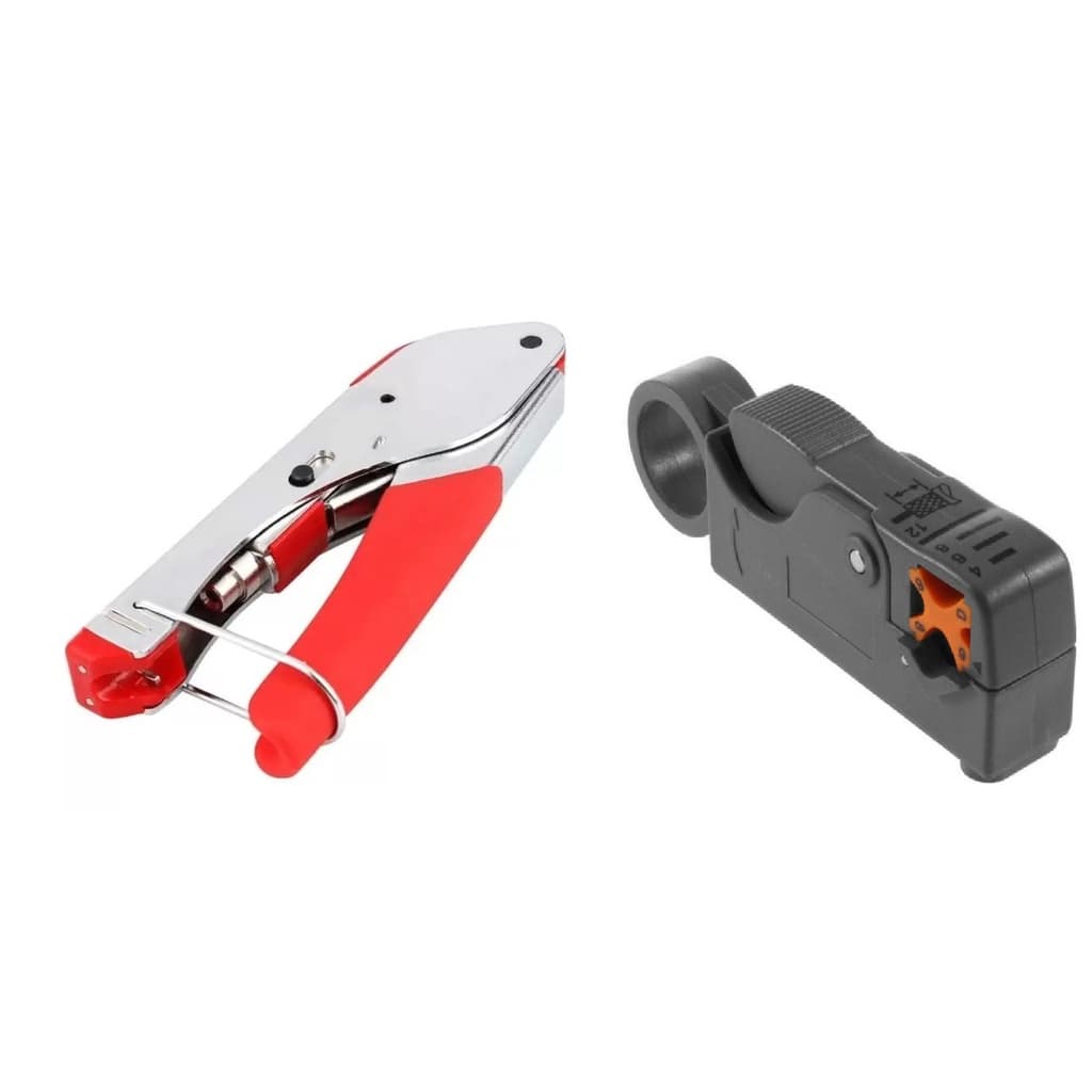 Kit Alicate para Crimpar Cabo Coaxial + Alicate Decapador Cabo Coaxial Universal