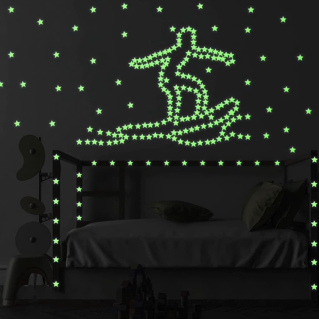 Estrelas Neon Kit Adesivo Fluorescente Brilha no Escuro Quarto Teto Parede Esfera Céu