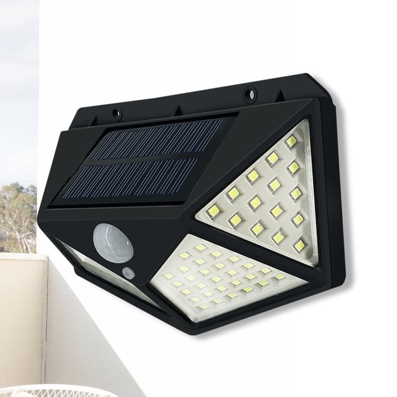Kit C/2 Luminária Solar 100 Leds Com Sensor Presença Movimento Fotocélula Sem Fio à Prova D' Água