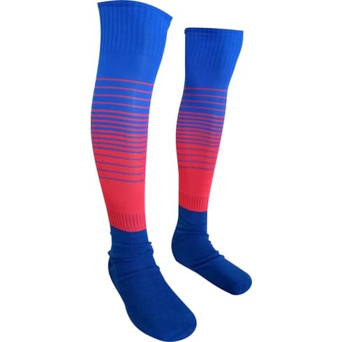 KIT 30 MEIÃO DE FUTEBOL DEGRADE AZUL ROYAL C/ VERMELHO PÉ AZUL adulto 38-43