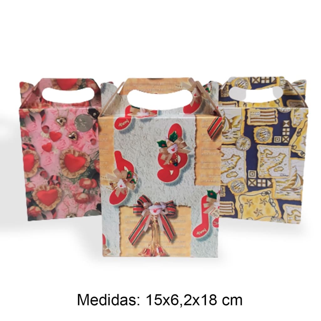 Embalagem de papel para presente Caixa maleta 15X6,2X18 - 3 UNIDADES