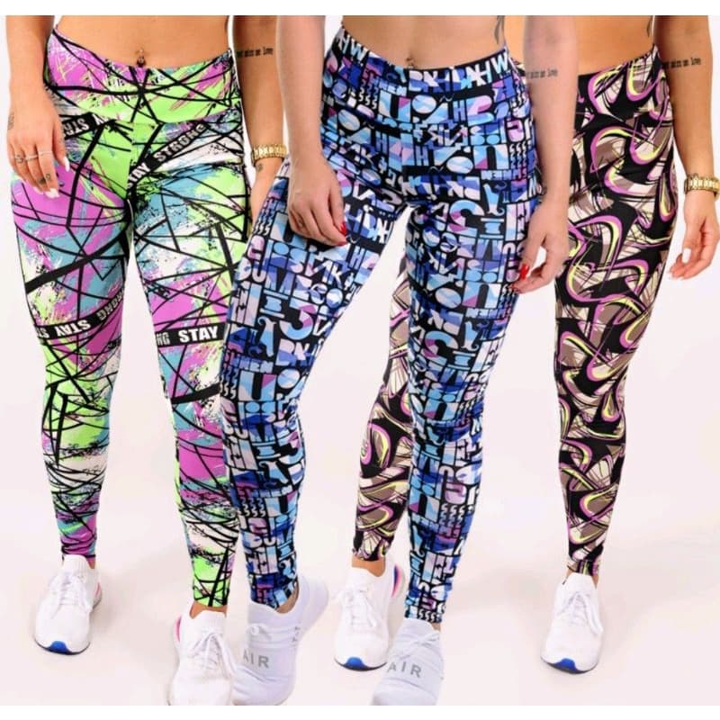 Calça Leggging Estampada Suplex Cós Alto Fitness Academia Treino