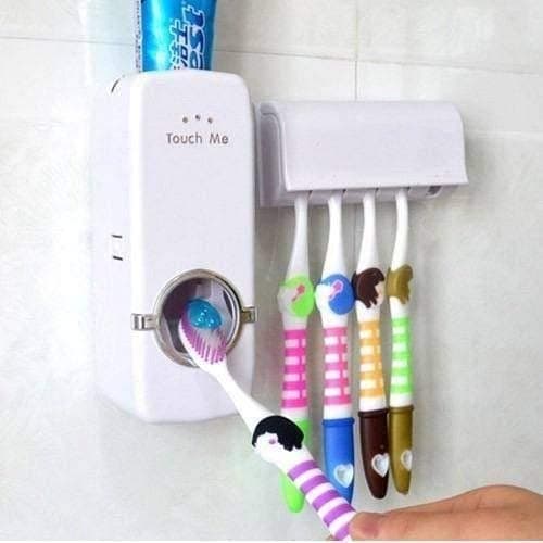 Dispenser Automático Pasta De Dente Com Suporte Escovas Prático E Econômico Porta Escova BRANCO