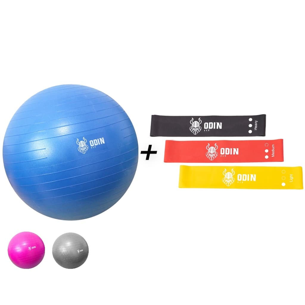 Kit Mini Band Bola Pilates 55 cm media suiça Treino Odin Fit