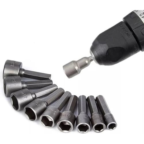 Kit Bits Sextavado Soquetes Furadeira Parafusadeira 9 Pçs