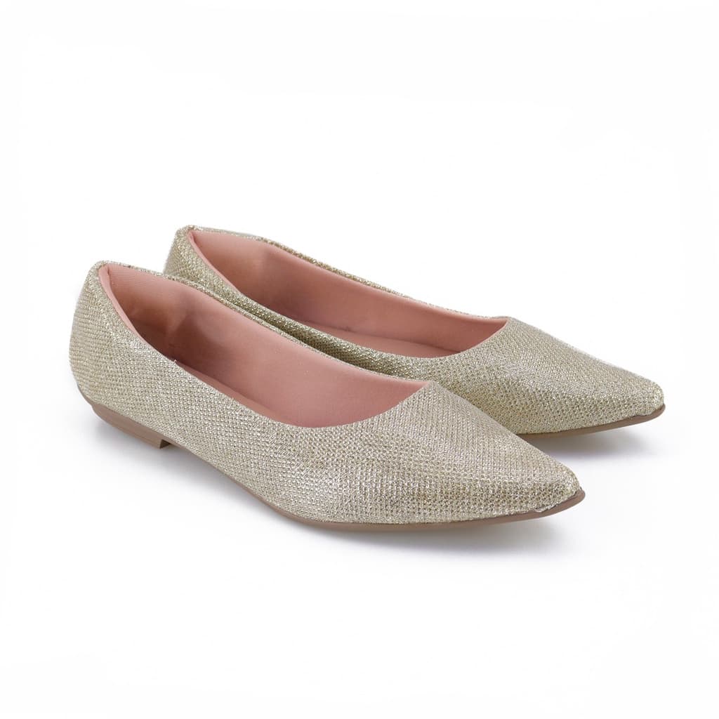 Sapatilha Feminina Casual Gliter  Sapatilha Confortavel Sapatilha Bico Fino  Calce Facil Brilho