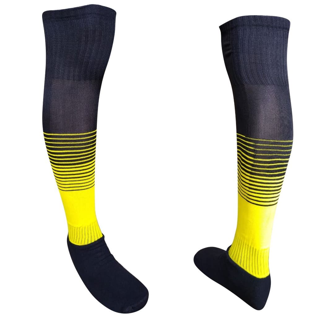 Kit 20 pares Meião Futebol Profissional Degrade Hensou preto com amarelo