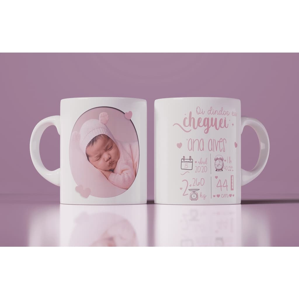 CANECA PERSONALIZADA COM FOTO BEBÊ RECÉM-NASCIDO BABY