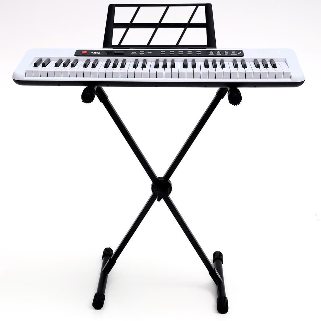 Kit Teclado Musical Kobe KB-150 WH Branco 5/8 61 Teclas Com Suporte