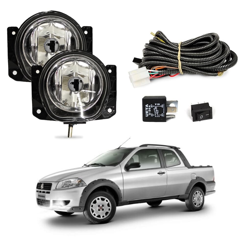 Kit Farol de Milha Strada 2001 a 2020 Farol Auxiliar de Carro Lente de Vidro Neblina Automotivo