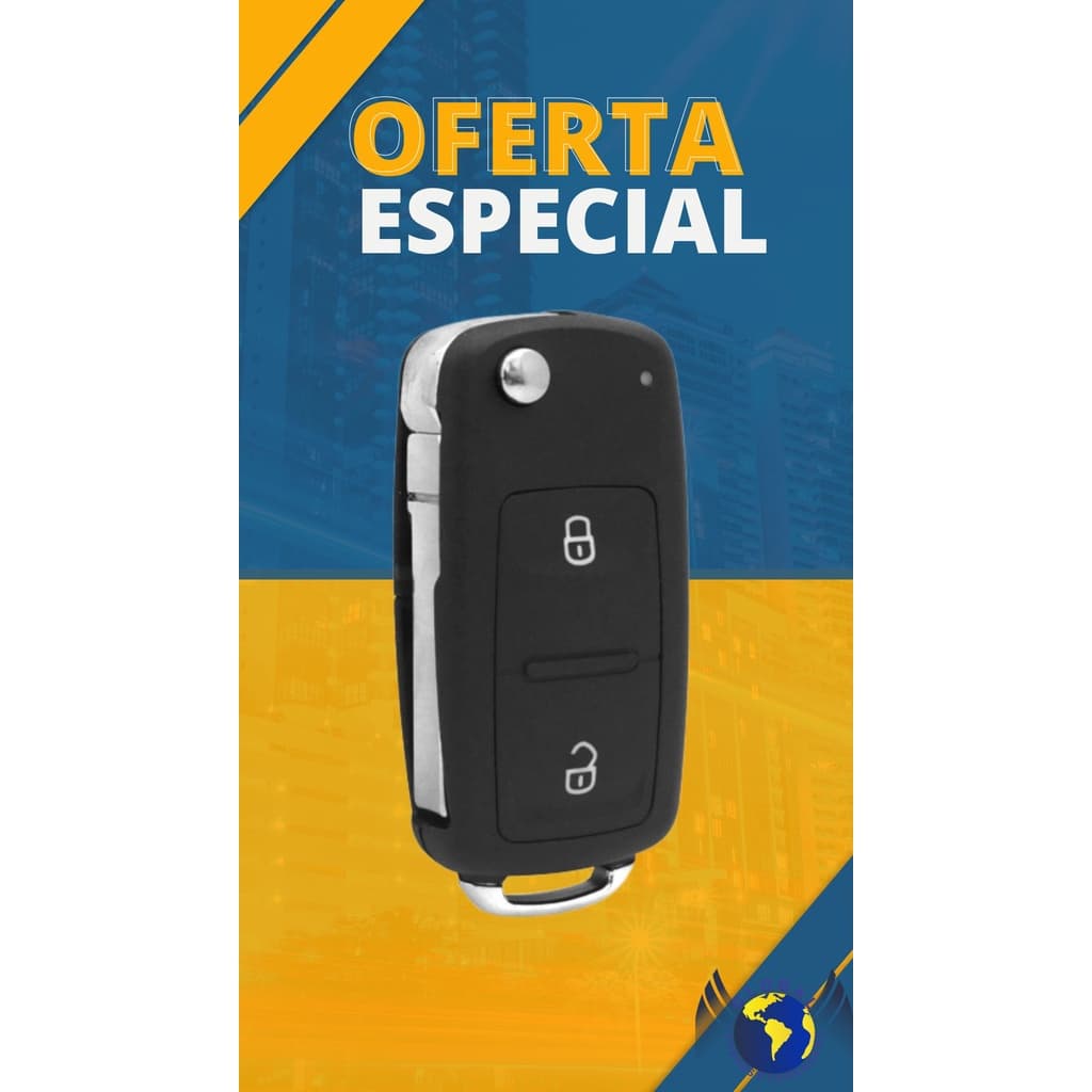 Chave Canivete Oco Gol G6 (2013 a 2018) Jetta Fox Voyage Tiguan Up Saveiro 2 Botões