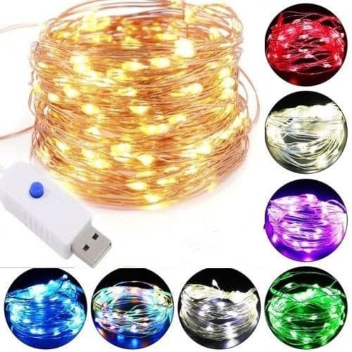 5M/10M Luzes De Fada Fio De Cobre LED Cordão De/USB Powered String Lights/À Prova D'água/Luz Noturna Decoração Adequado Natal , Ramadan , Ano Novo , Festa