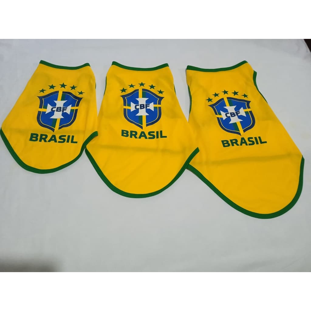 Roupinha Roupa PET Cachorros e Gatos BRASIL, Copa do mundo, camiseta regata verão para pet
