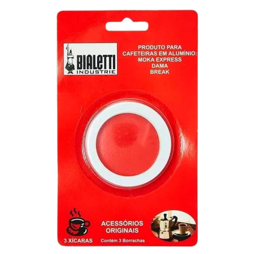 3x Reparo Anel Borracha Cafeteira Italiana Bialetti Vedação Moka Express 3 Xícaras Original