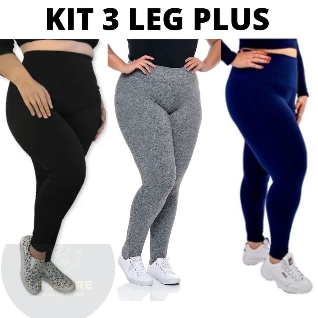 Kit 3 Calça Plus Size Legging Feminina Moda Plus Roupas Femininas