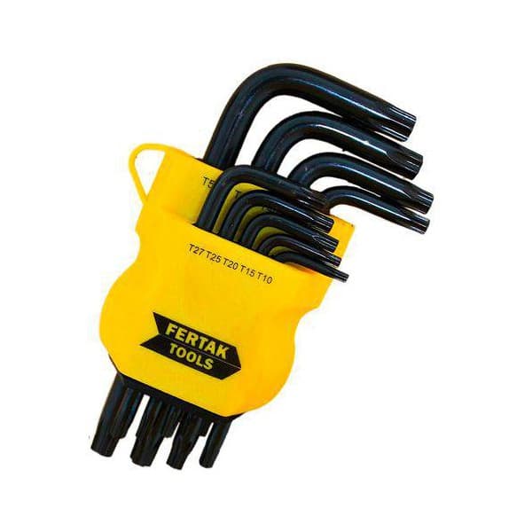 Jogo chave Torque Torx 9 peças pequena Curta Estojo tipo L  T10 T15 T20 T25 T27 T30 T40 T45  T50.