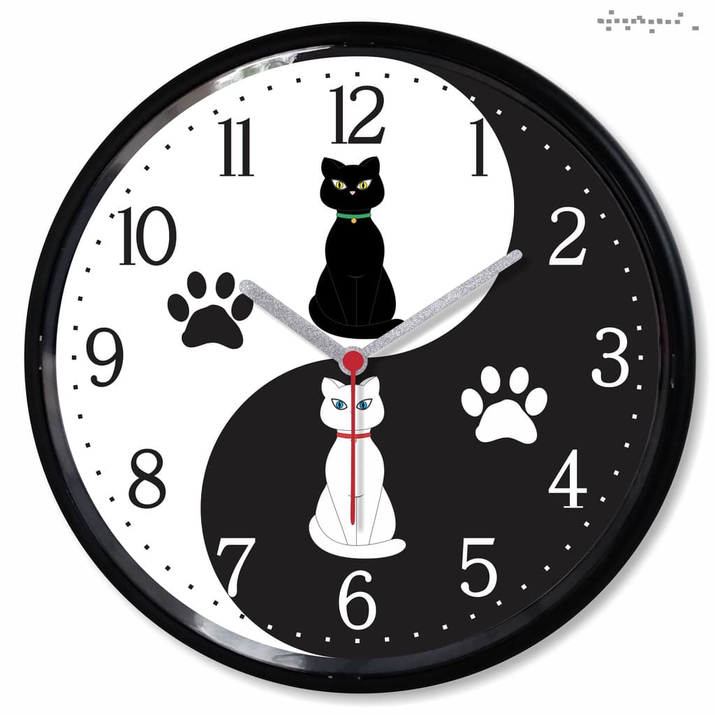 Relogio Parede Yin Yang Gato Gatinho Decorativo Pet Simbolo Chines Presente