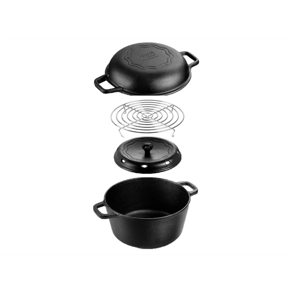 Panela de Defumação 5 Litros Panela Mineira Ferro Fundido 25cm Forno Holandês Caçarola Frigideira