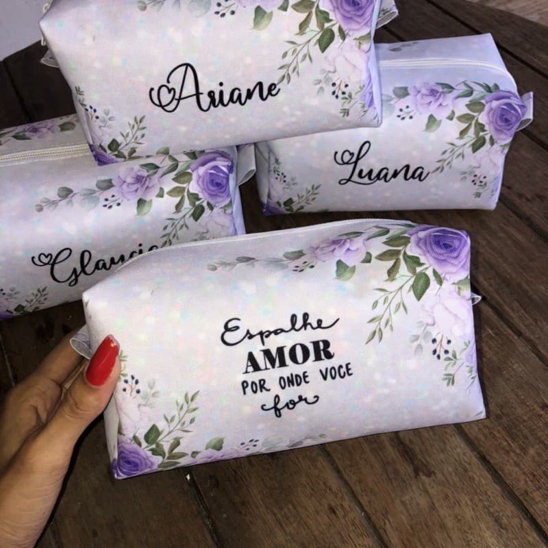 Envio Imediato Necessaire Box Floral Personalizada com nome para presente, madrinha etc - 10x11x18