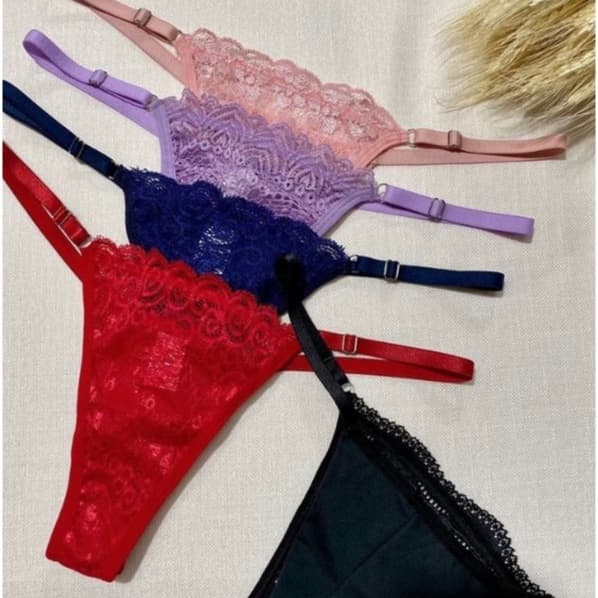 Tanga com renda com regulagem do p ao g confortável