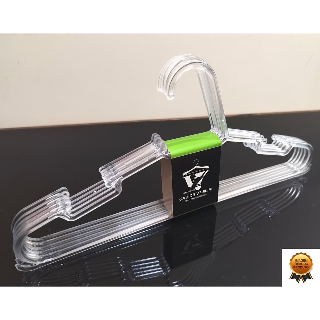 Cabide Adulto Acrílico Cristal fino Kit 20 Unidades V7