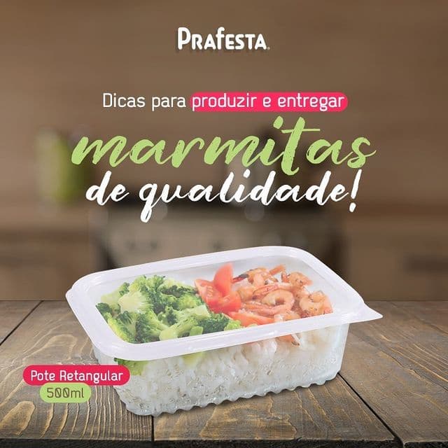 Pote Retangular Marmita - Freezer e Microonda com Tampa - Prafesta