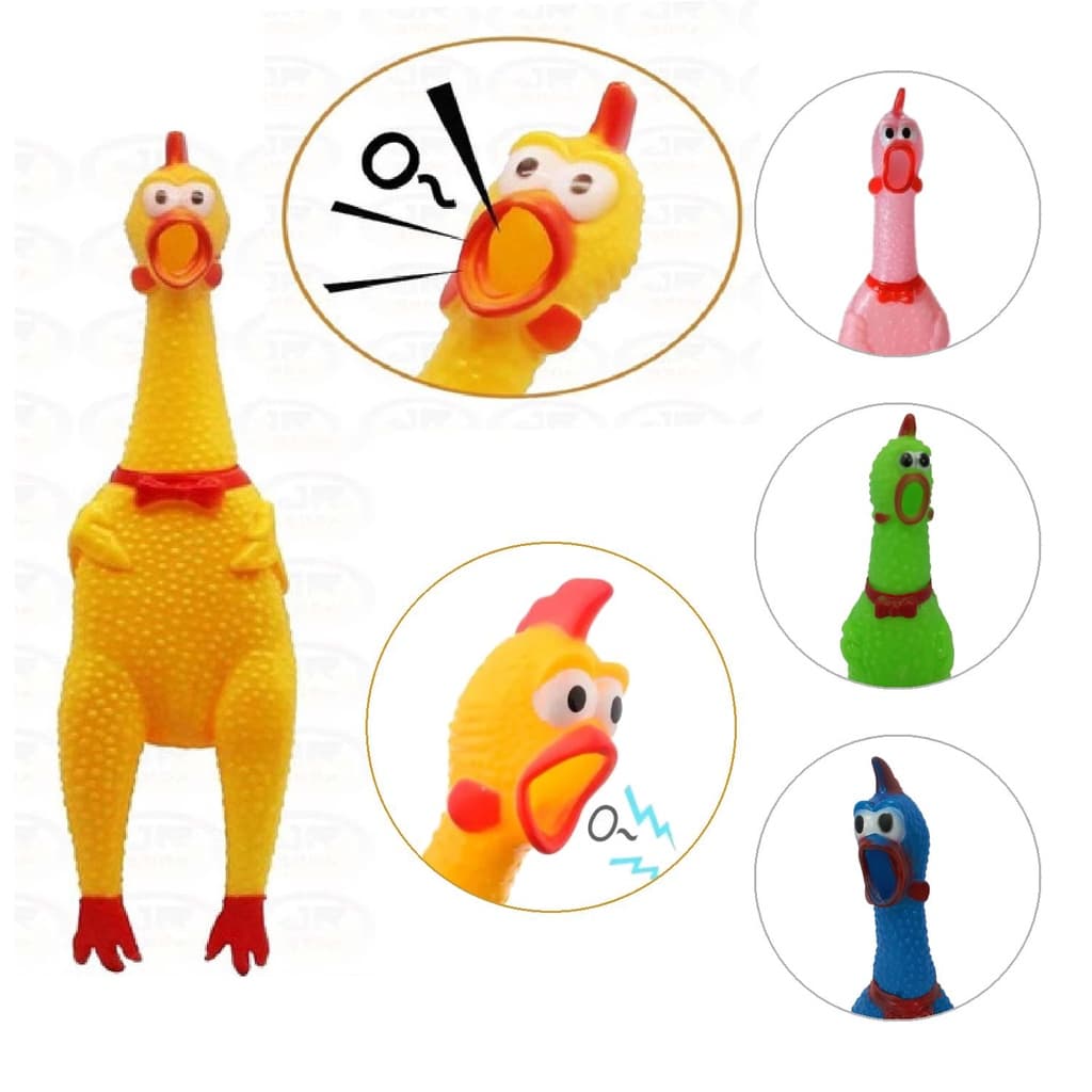 Frango Galinha Pet Com Apito Sonoro Mordedor De Borracha Brinquedo Pet Franguinho Interativo Diversos Tamanhos e Cores