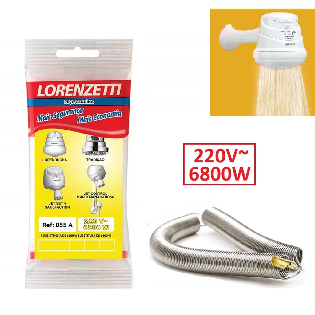 Resistência Lorenzetti ORIGINAL 220V 6800W  Lorenducha / Tradição / Jet Set 4 / Jet Control