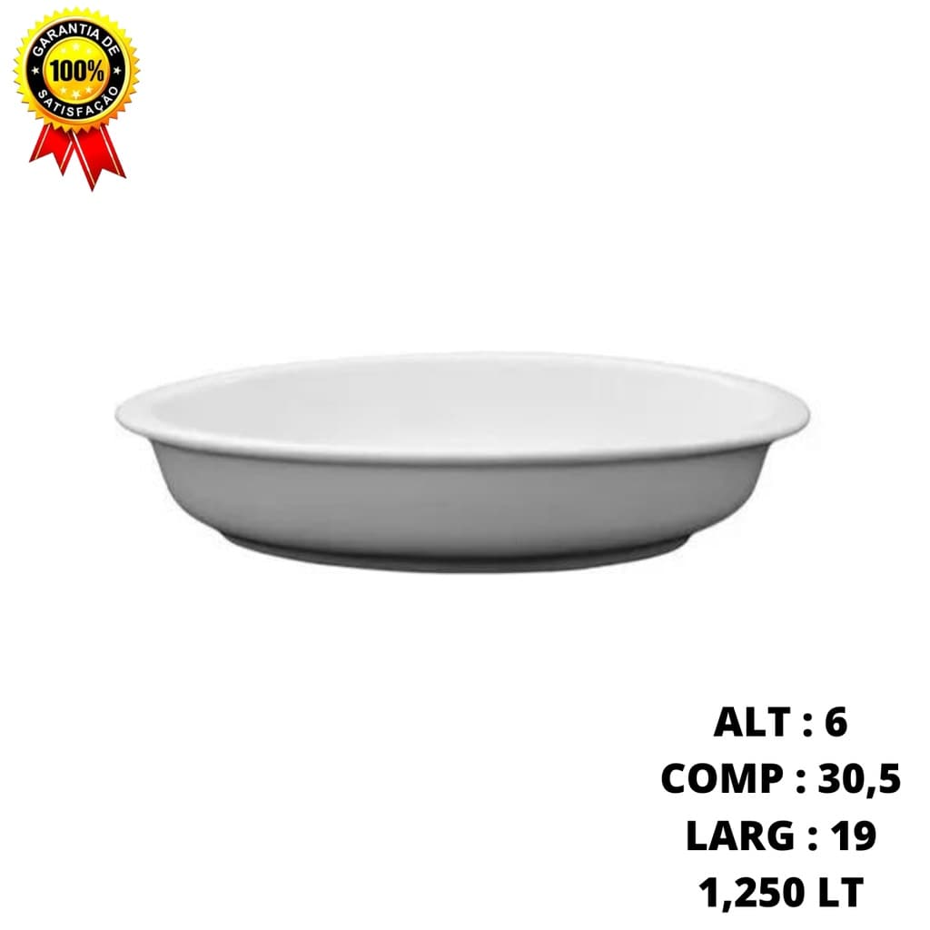Travessa Assadeira Oval Media Porcelana Segunda Linha 30,5 CM