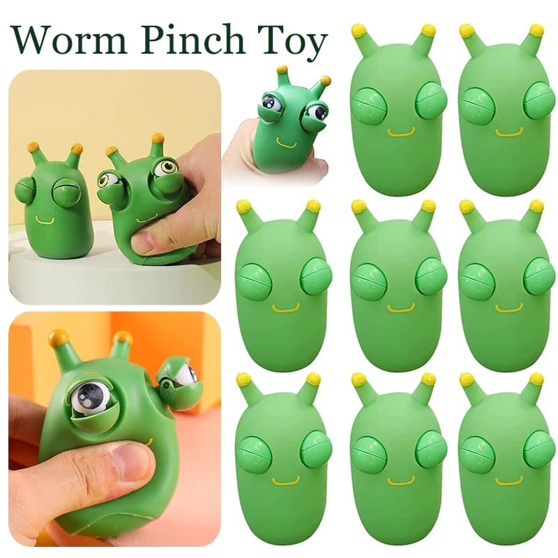 1PC Escritório Alívio Do Estresse Antiestresse Brinquedo Grama Worm Pitada Mole Novidade Olho Inseto Espremer Engraçado