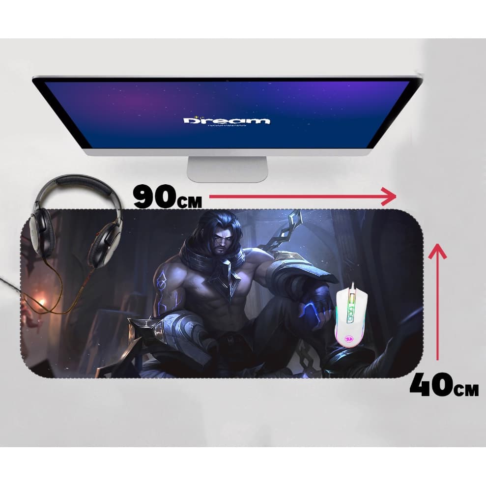 Mouse Pad Gamer Sylas League of Legends LOL Extra Grande 90x40 Personalizado borda costurada mousepad violet