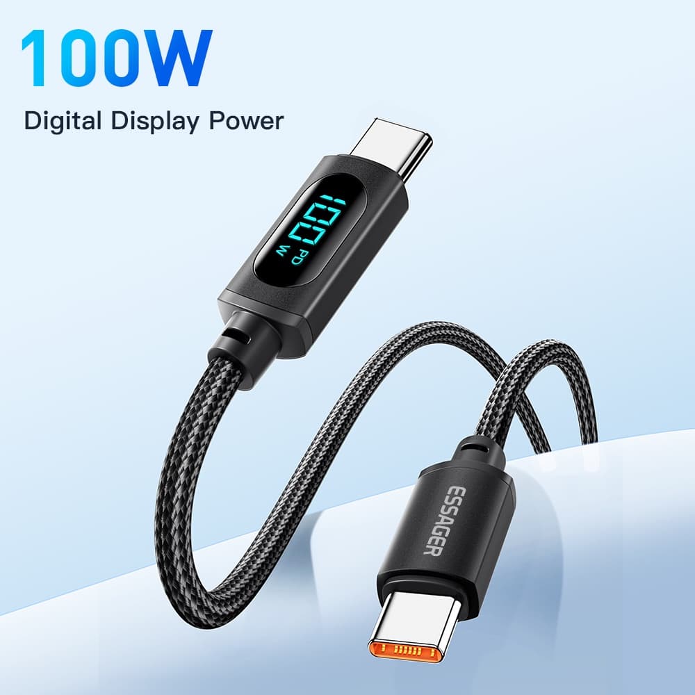 Essa Essager 5A 100W Tipo C Para Cabo Display Digital QC PD Carregador Rápido USB-Samsung Xiaomi