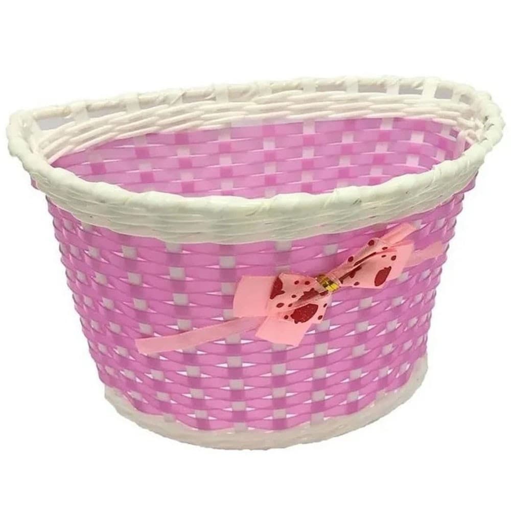 Cesta Infantil Entrelaçada Rosa e Branca