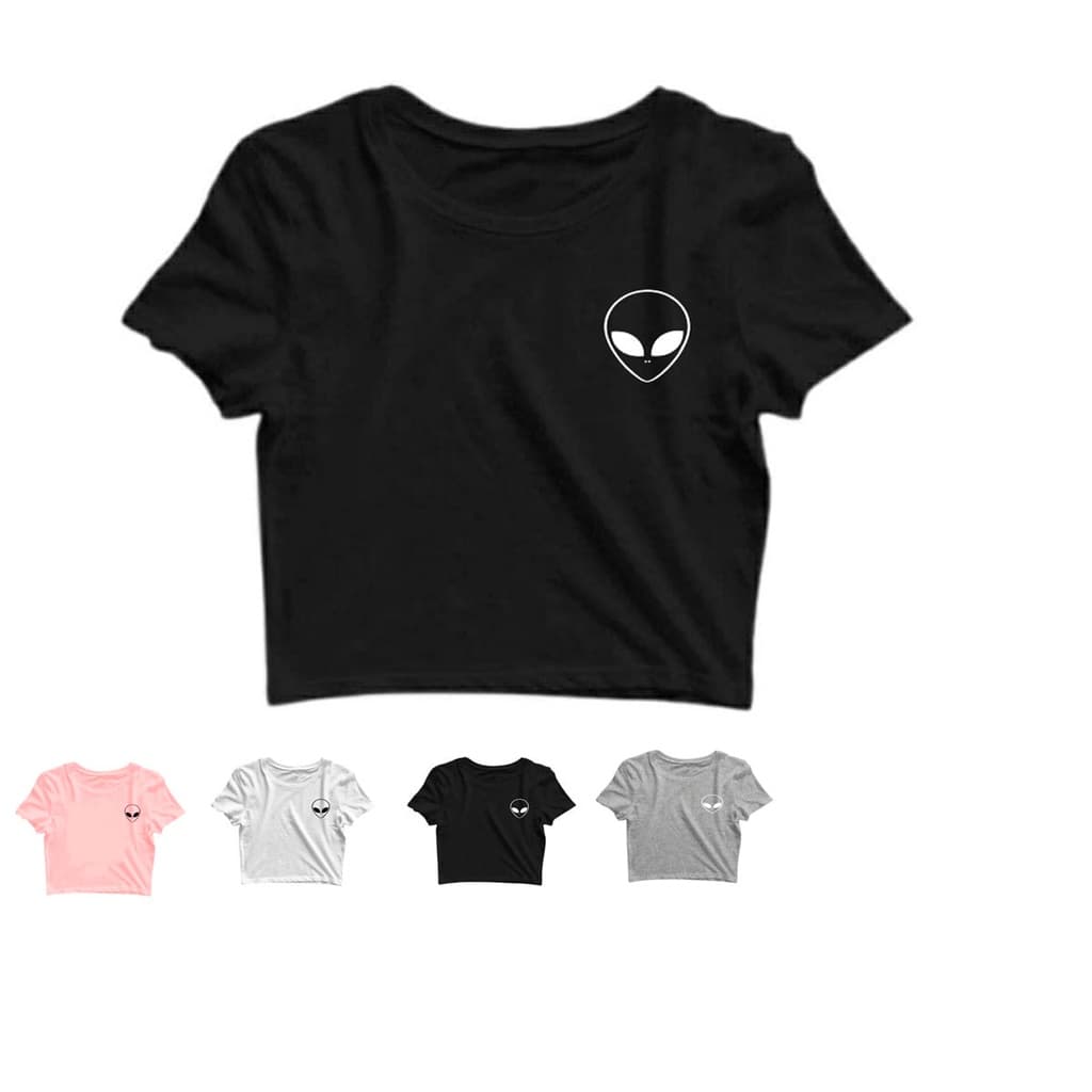 Cropped Blusaa Hey Mina Alien Pequeno moda verão feminina