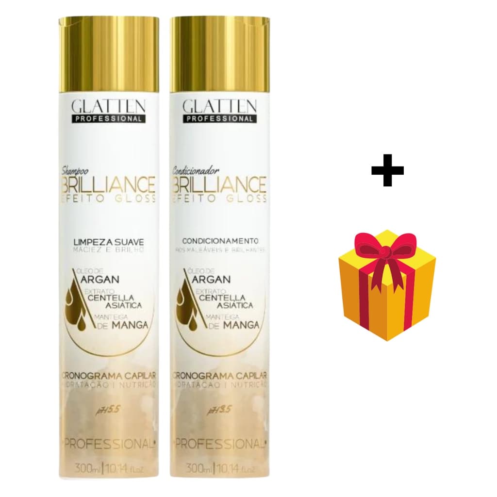 Kit Brilliance shampoo e condicionador Glatten Lançamento Hidratação e nutrição dos fios