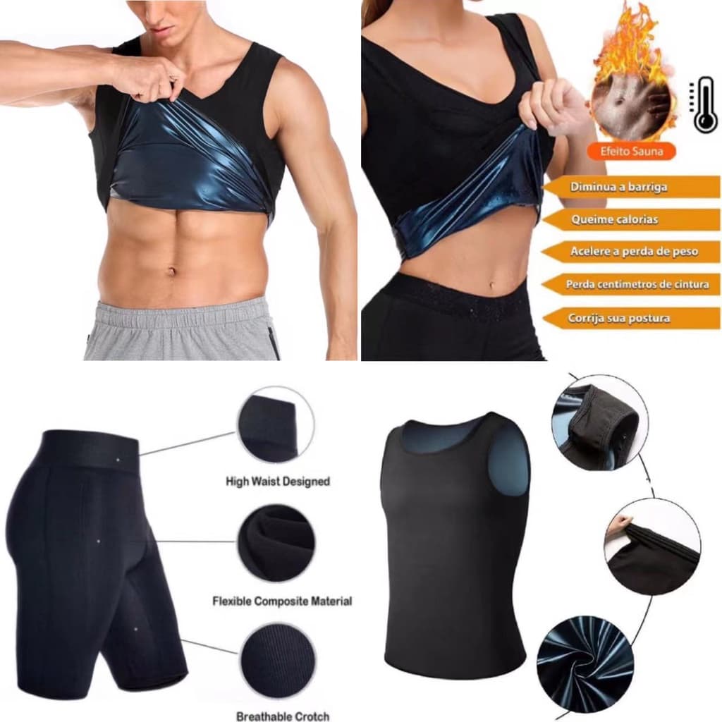 Regata Masculina / Feminina Queima Gorduras Barriga Camiseta Térmica